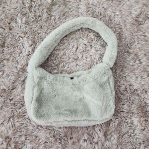 Asos Design 90s Shoulder Bag in Plush Sage Green Faux Fur NWOT‎